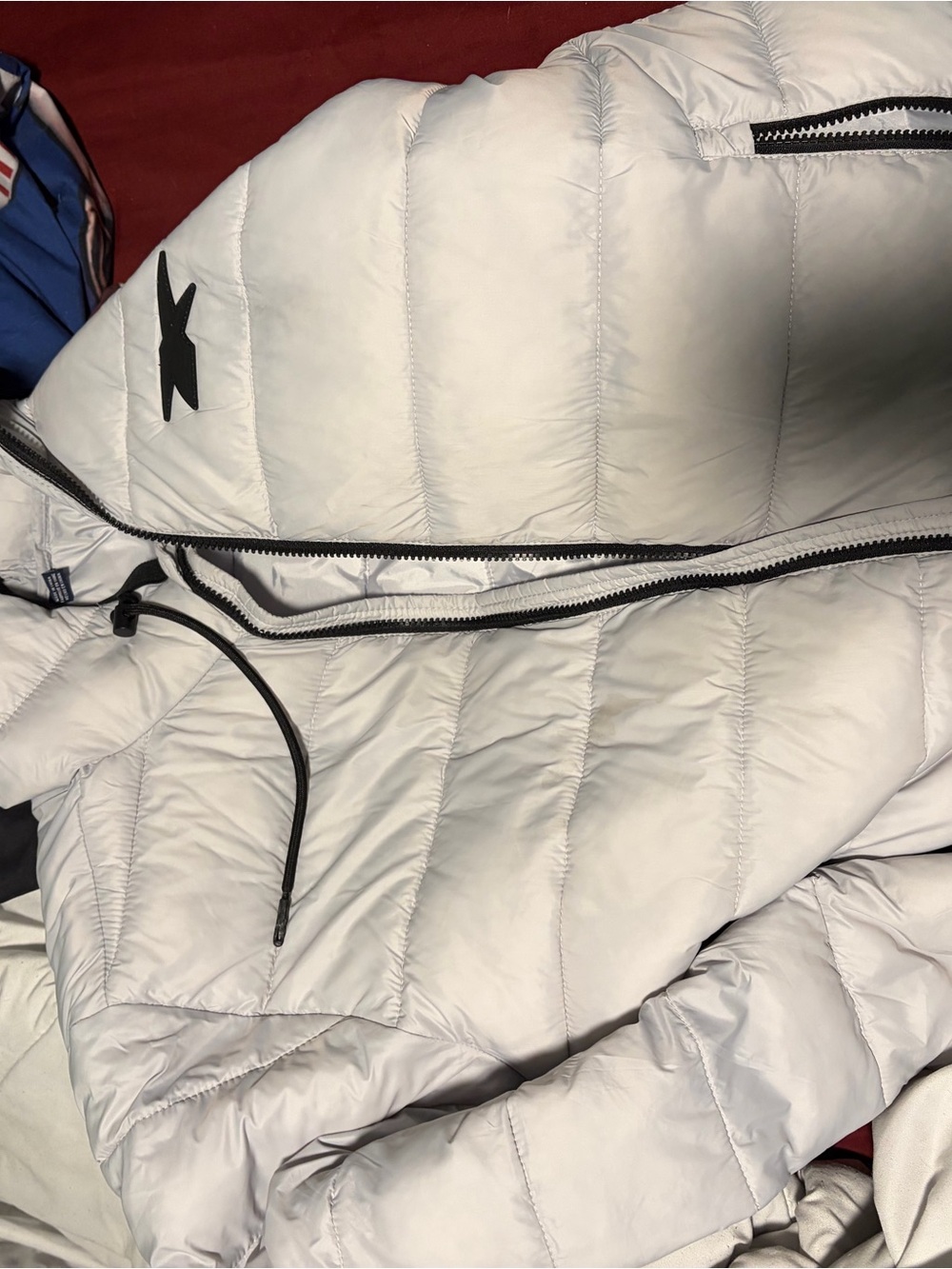 Reebok Light Gray Quilted Jacket with Black Logo Tag